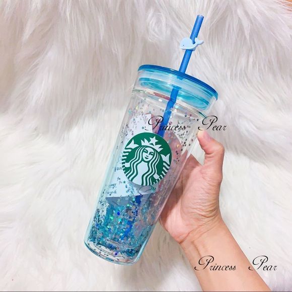 Starbucks Other - Starbucks Korea Glitter Whale Glass Tumbler